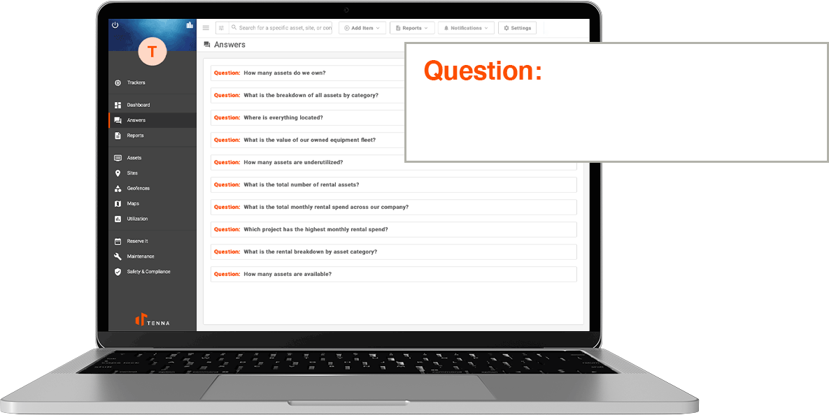 Tenna UI Showing the Answers feature