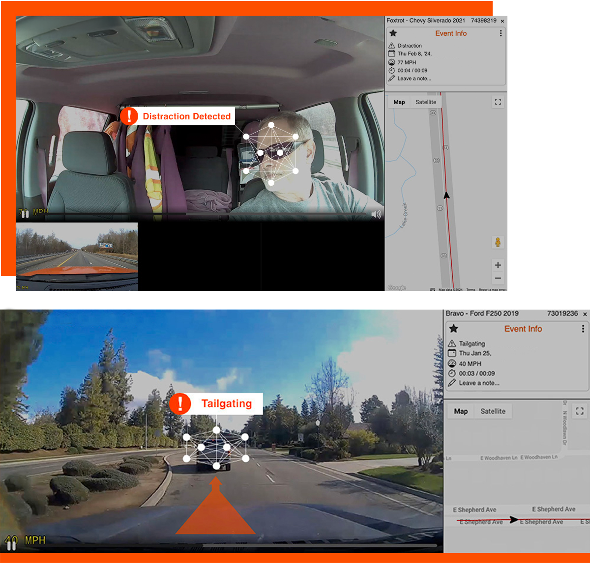 Safety dash cameras equipped with AI technology